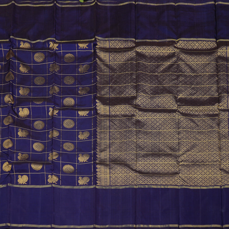 Hayagrivas Dark Blue Handloom Kanjivaram Silk Saree with Dark Blue Border KBD1927B1-1