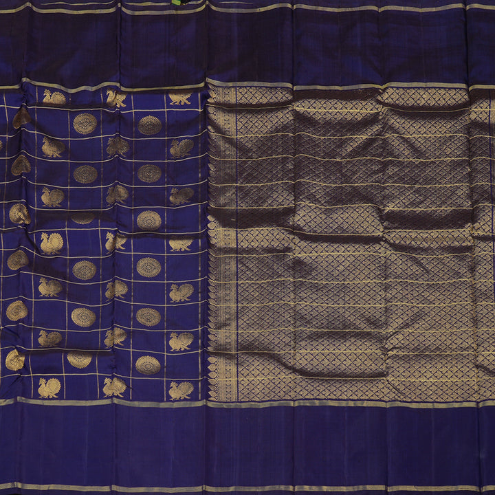 Hayagrivas Dark Blue Handloom Kanjivaram Silk Saree with Dark Blue Border KBD1927B1-1