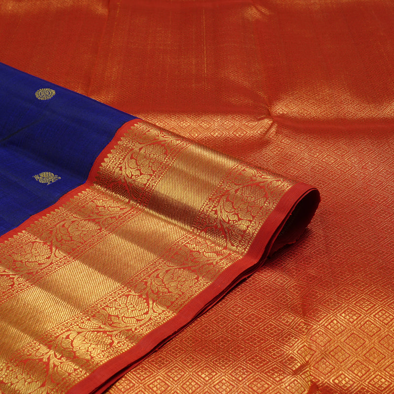 Hayagrivas Blue Handloom Kanjivaram Silk Saree with Red Border KBD1928B1-1