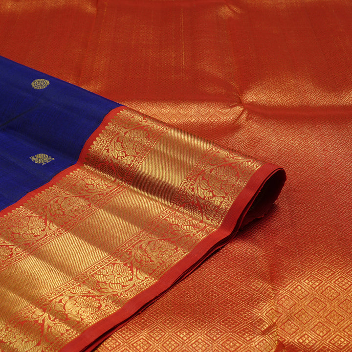Hayagrivas Blue Handloom Kanjivaram Silk Saree with Red Border KBD1928B1-1
