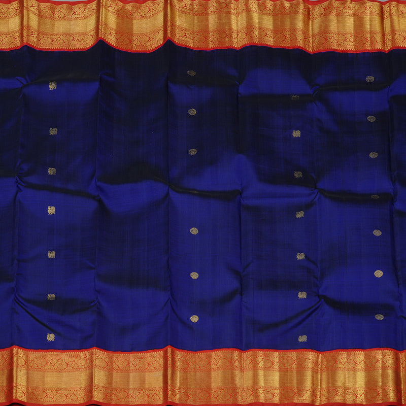 Hayagrivas Blue Handloom Kanjivaram Silk Saree with Red Border KBD1928B1-1