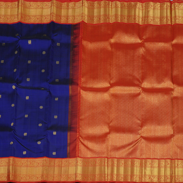 Hayagrivas Blue Handloom Kanjivaram Silk Saree with Red Border KBD1928B1-1