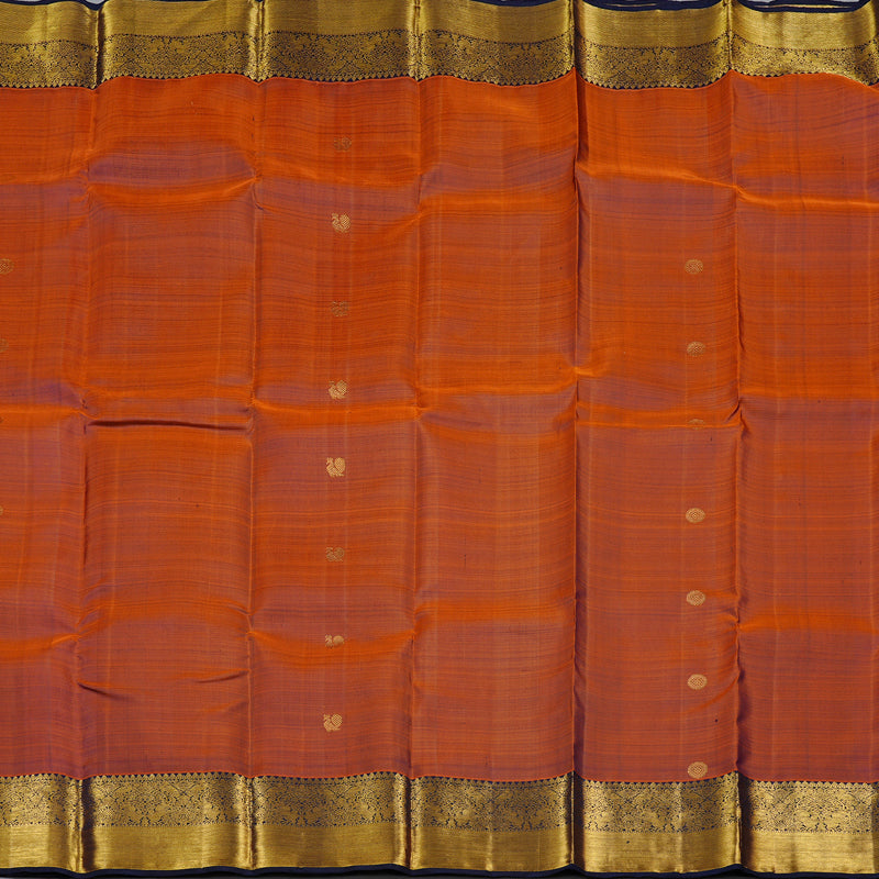 Hayagrivas Rust Orange Handloom Kanjivaram Silk Saree with Dark Blue Border KBD1929B1-6