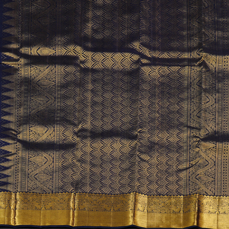Hayagrivas Rust Orange Handloom Kanjivaram Silk Saree with Dark Blue Border KBD1929B1-6