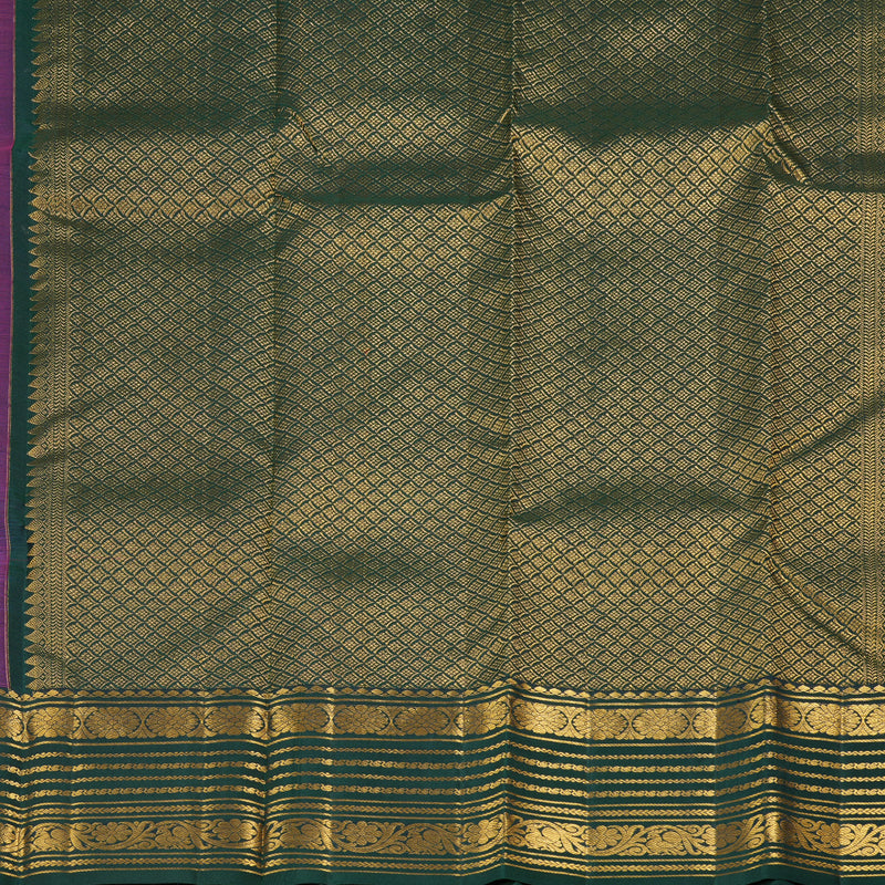 Hayagrivas Purple Handloom Kanjivaram Silk Saree with Peacock Green Border KBD1929B1-9