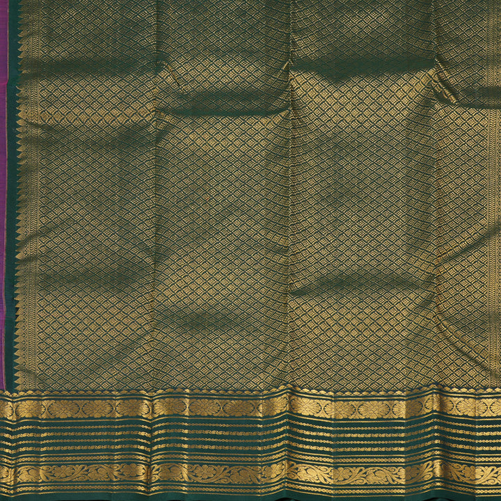 Hayagrivas Purple Handloom Kanjivaram Silk Saree with Peacock Green Border KBD1929B1-9