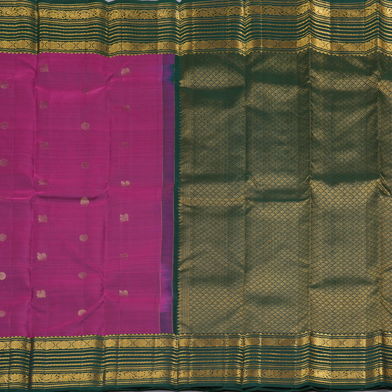 Hayagrivas Purple Handloom Kanjivaram Silk Saree with Peacock Green Border KBD1929B1-9