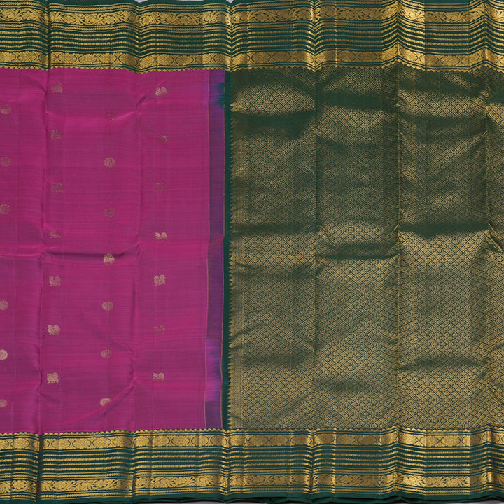 Hayagrivas Purple Handloom Kanjivaram Silk Saree with Peacock Green Border KBD1929B1-9