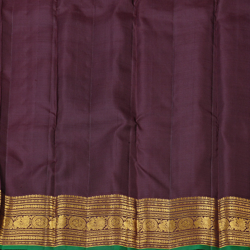 Hayagrivas Rosewood Pink Handloom Kanjivaram Silk Saree with Brown Border KBD1930B10-1