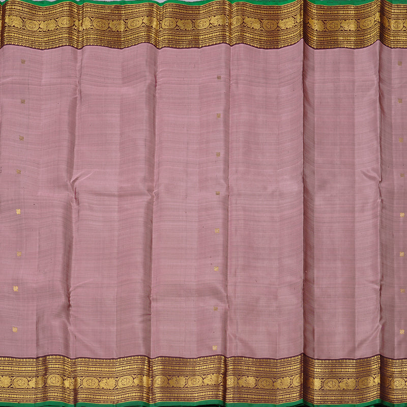 Hayagrivas Rosewood Pink Handloom Kanjivaram Silk Saree with Brown Border KBD1930B10-1