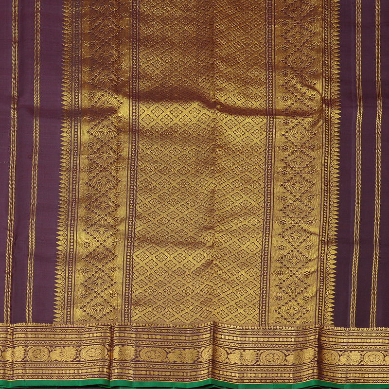 Hayagrivas Rosewood Pink Handloom Kanjivaram Silk Saree with Brown Border KBD1930B10-1