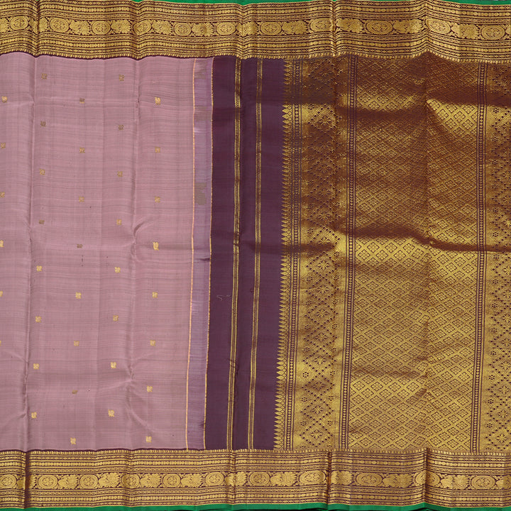 Hayagrivas Rosewood Pink Handloom Kanjivaram Silk Saree with Brown Border KBD1930B10-1