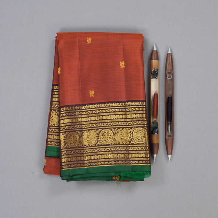 Hayagrivas Handloom Kanjivaram Silk Saree in Rustic Burnt Orange KBD1930B10-3