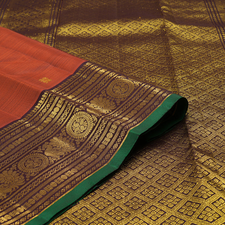 Hayagrivas Handloom Kanjivaram Silk Saree in Rustic Burnt Orange KBD1930B10-3