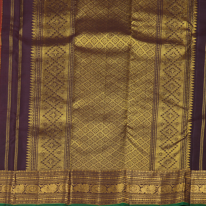 Hayagrivas Handloom Kanjivaram Silk Saree in Rustic Burnt Orange KBD1930B10-3
