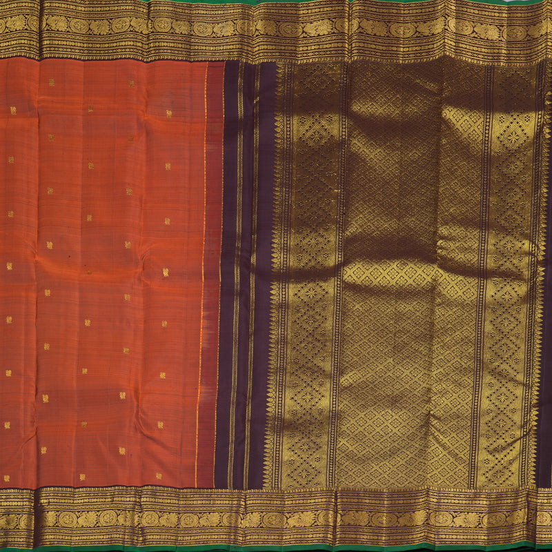 Hayagrivas Handloom Kanjivaram Silk Saree in Rustic Burnt Orange KBD1930B10-3