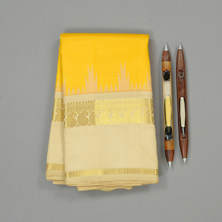 Hayagrivas Handloom Kanjivaram Silk Saree in Sun-kissed Yellow KBD1932B1-1