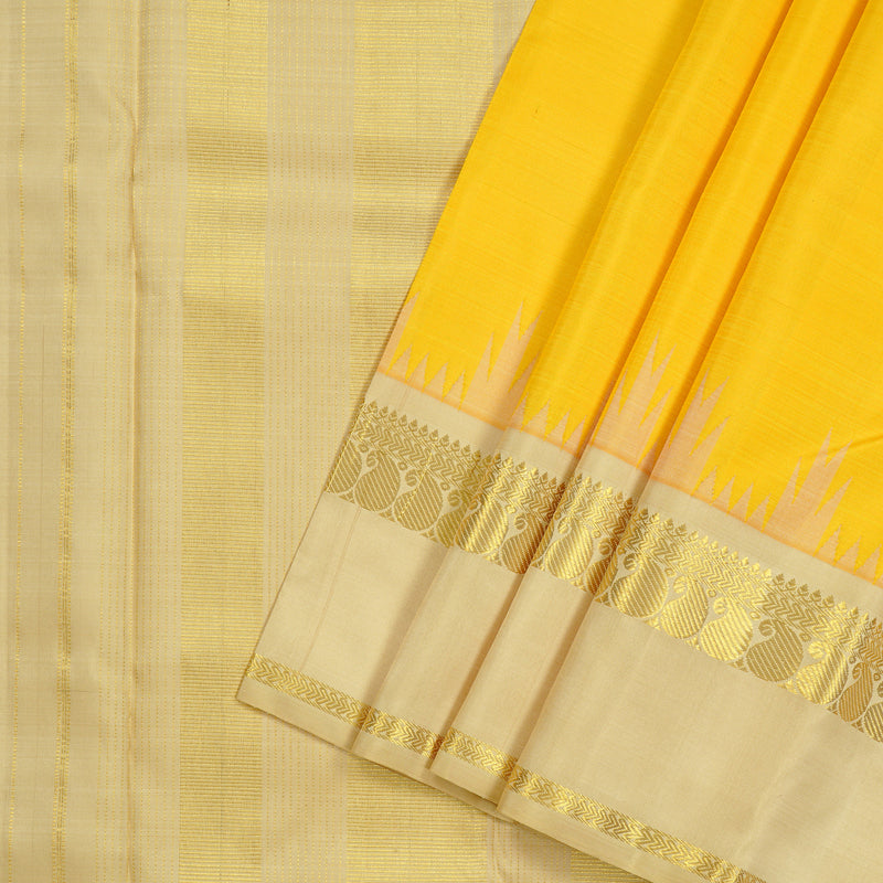 Hayagrivas Handloom Kanjivaram Silk Saree in Sun-kissed Yellow KBD1932B1-1