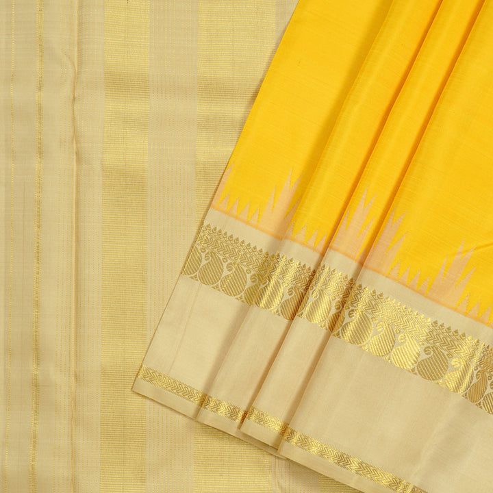Hayagrivas Handloom Kanjivaram Silk Saree in Sun-kissed Yellow KBD1932B1-1