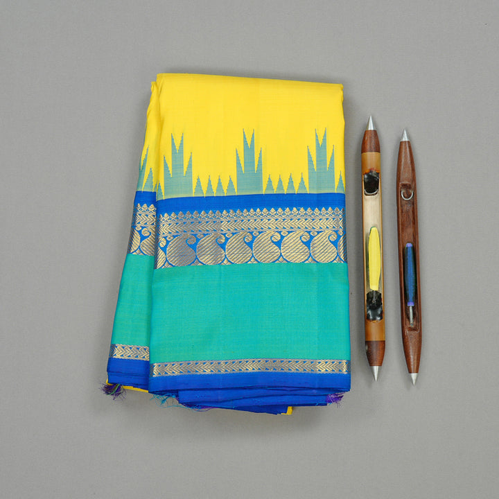 Hayagrivas Handloom Kanjivaram Silk Saree in Striking Yellow KBD1932B1-3