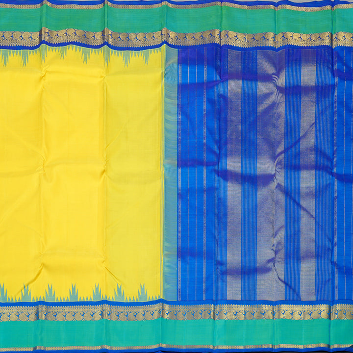 Hayagrivas Handloom Kanjivaram Silk Saree in Striking Yellow KBD1932B1-3