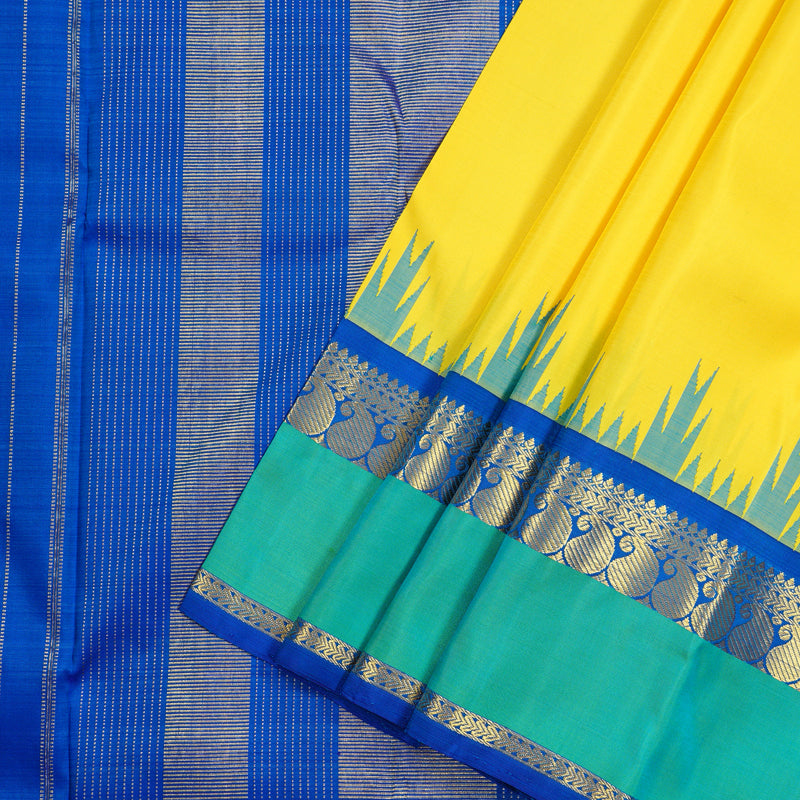 Hayagrivas Handloom Kanjivaram Silk Saree in Striking Yellow KBD1932B1-3