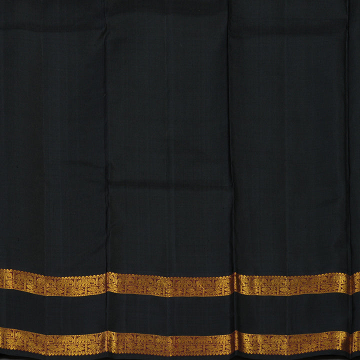 Hayagrivas Handloom Parrot Green Kanjivaram Silk Saree with Black border KBD1933B2-1