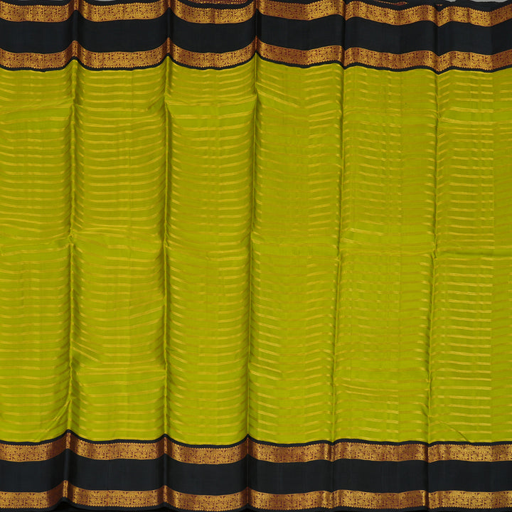 Hayagrivas Handloom Parrot Green Kanjivaram Silk Saree with Black border KBD1933B2-1