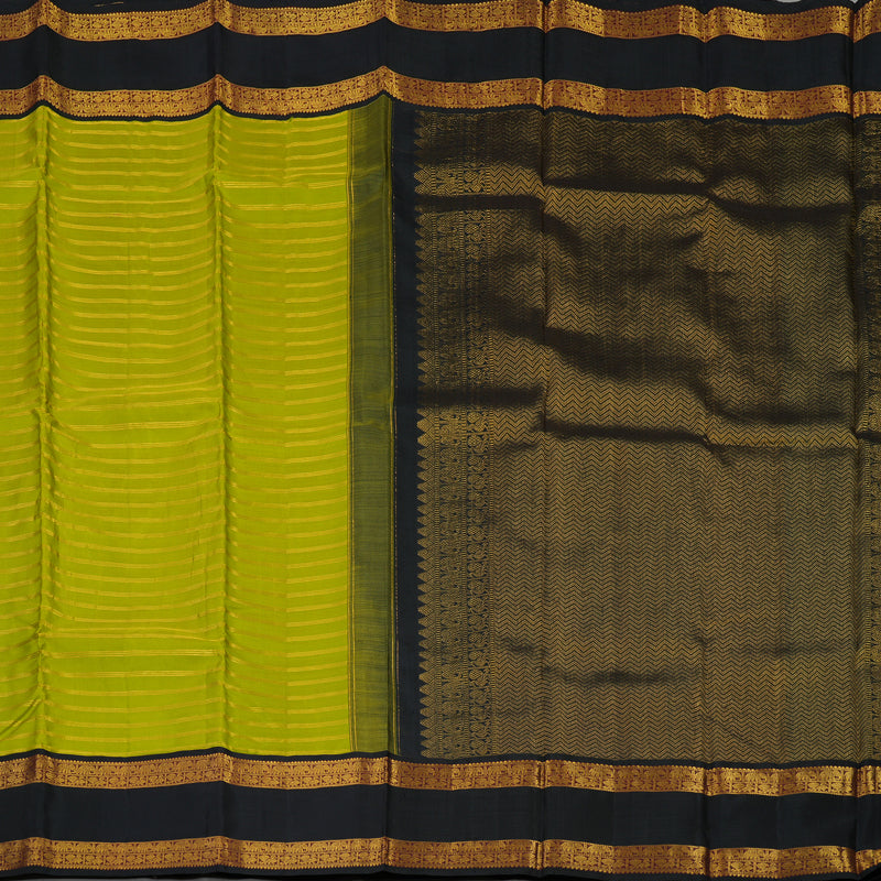 Hayagrivas Handloom Parrot Green Kanjivaram Silk Saree with Black border KBD1933B2-1
