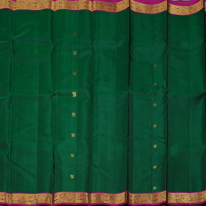 Hayagrivas Bottle Green Handloom Kanjivaram Silk Saree with Purple Border KBD1934B1-4