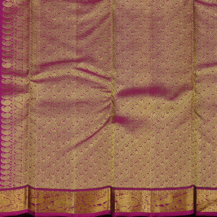 Hayagrivas Bottle Green Handloom Kanjivaram Silk Saree with Purple Border KBD1934B1-4