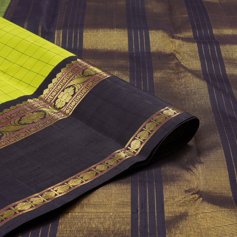 Hayagrivas Handloom Kanjivaram Silk Saree in Vibrant Lemon Green KBD1935B1-2