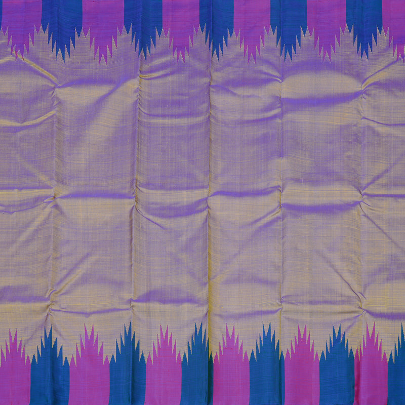 Hayagrivas Dual Tone (Blue With Yellow) Handloom Kanjivaram Silk Saree with Blue And Purple Border KBD1938B4-6