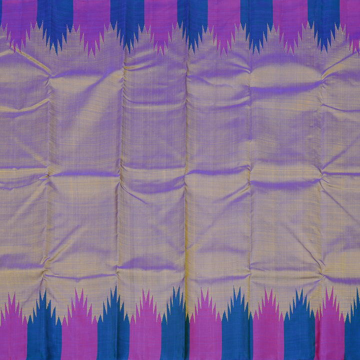 Hayagrivas Dual Tone (Blue With Yellow) Handloom Kanjivaram Silk Saree with Blue And Purple Border KBD1938B4-6