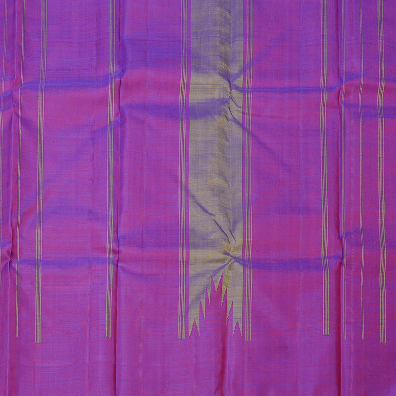 Hayagrivas Dual Tone (Blue With Yellow) Handloom Kanjivaram Silk Saree with Blue And Purple Border KBD1938B4-6