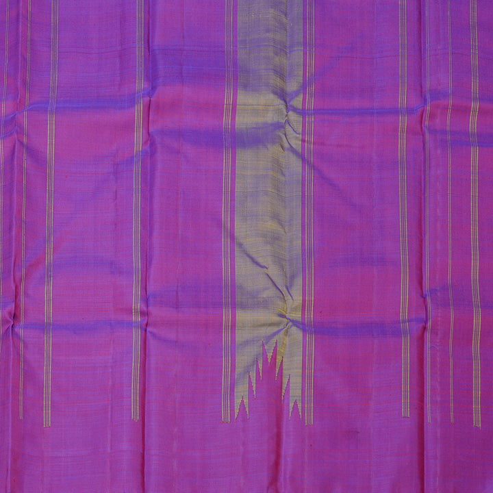 Hayagrivas Dual Tone (Blue With Yellow) Handloom Kanjivaram Silk Saree with Blue And Purple Border KBD1938B4-6