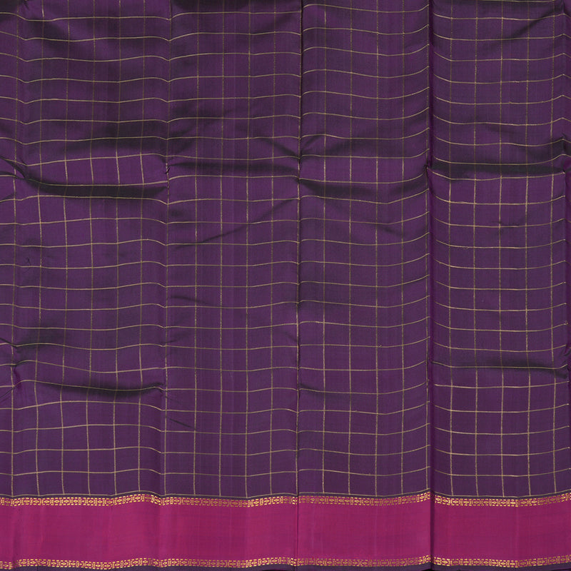 Hayagrivas Dark Purple Handloom Kanjivaram Silk Saree with Dark Pink Border KBD1939B3-1