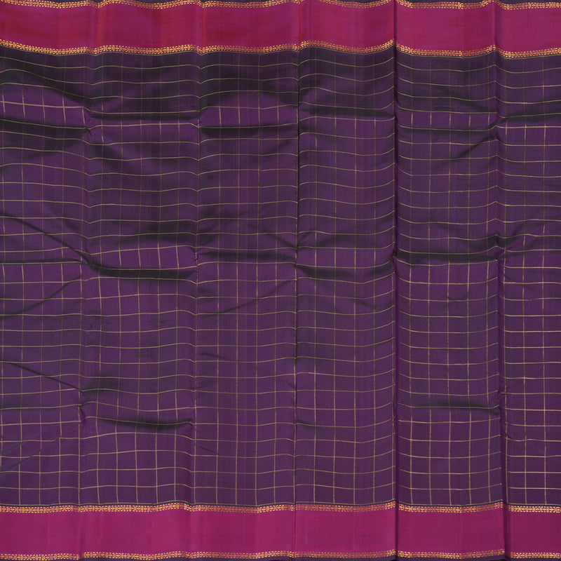 Hayagrivas Dark Purple Handloom Kanjivaram Silk Saree with Dark Pink Border KBD1939B3-1