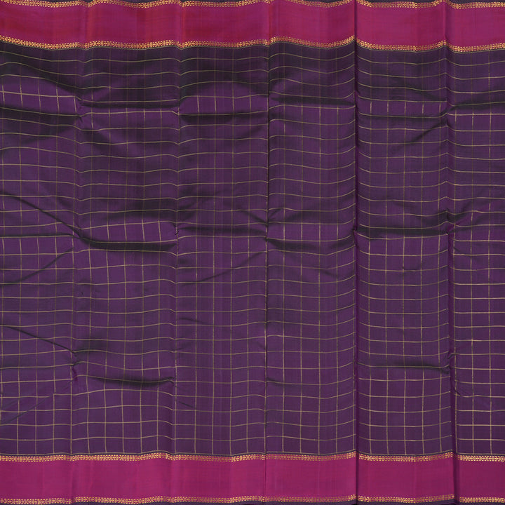 Hayagrivas Dark Purple Handloom Kanjivaram Silk Saree with Dark Pink Border KBD1939B3-1