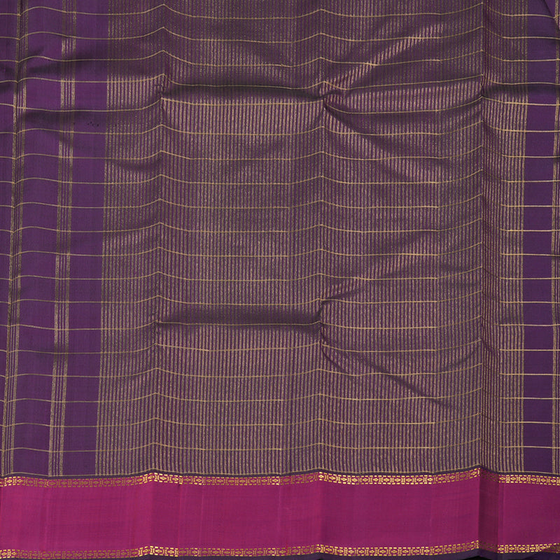 Hayagrivas Dark Purple Handloom Kanjivaram Silk Saree with Dark Pink Border KBD1939B3-1