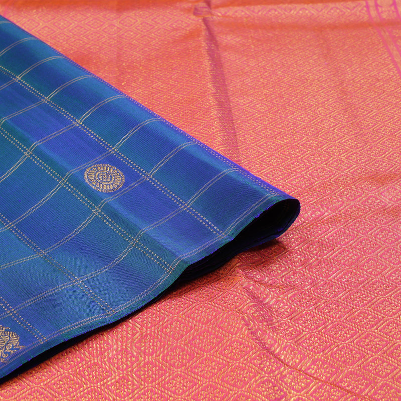 Hayagrivas Handloom Kanjivaram Silk Saree in Radiant Peacock Blue KBD1939B4-1