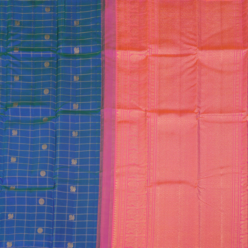 Hayagrivas Handloom Kanjivaram Silk Saree in Radiant Peacock Blue KBD1939B4-1