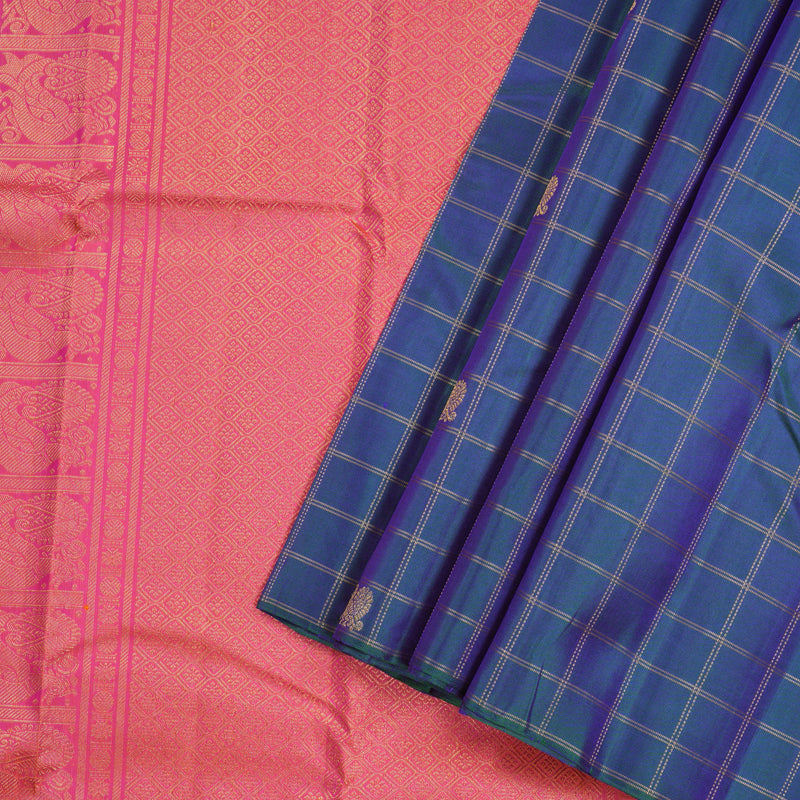 Hayagrivas Handloom Kanjivaram Silk Saree in Radiant Peacock Blue KBD1939B4-1