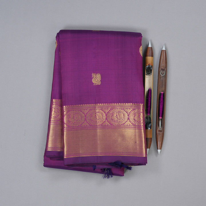 Hayagrivas Dark Purple Handloom Kanjivaram Silk Saree KBD1940B2-3