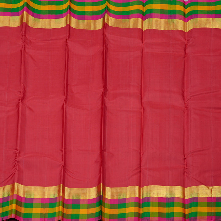 Hayagrivas Red Handloom Kanjivaram Silk Saree with Multi Colour Checks Border KBD1943B1-16