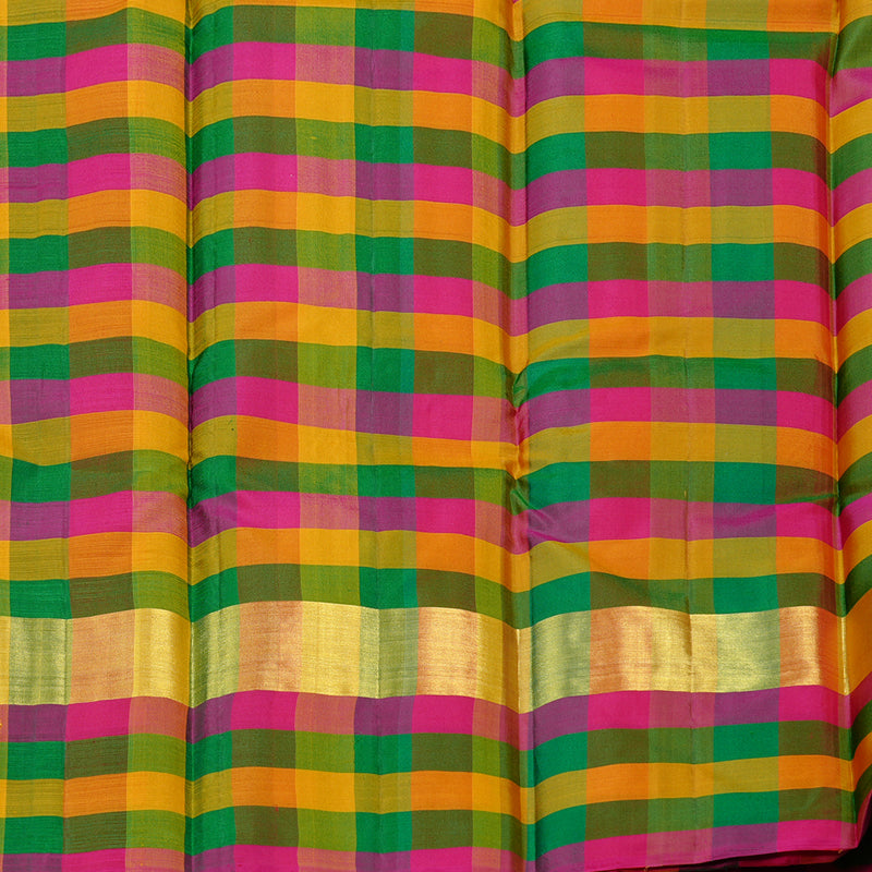 Hayagrivas Red Handloom Kanjivaram Silk Saree with Multi Colour Checks Border KBD1943B1-16