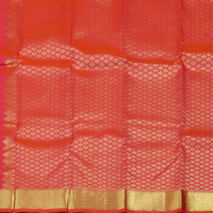 Hayagrivas Orangish Pink Handloom Kanjivaram Silk Saree KBD1943B6-3