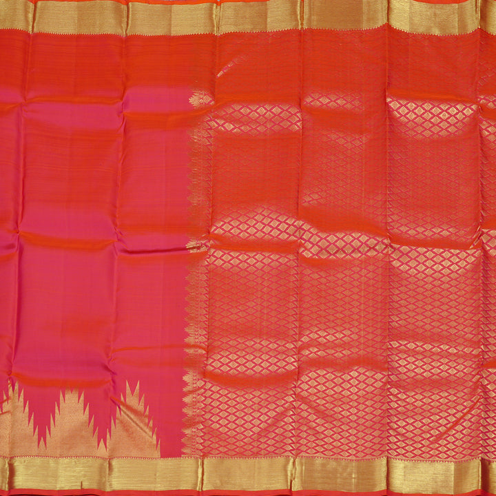 Hayagrivas Orangish Pink Handloom Kanjivaram Silk Saree KBD1943B6-3