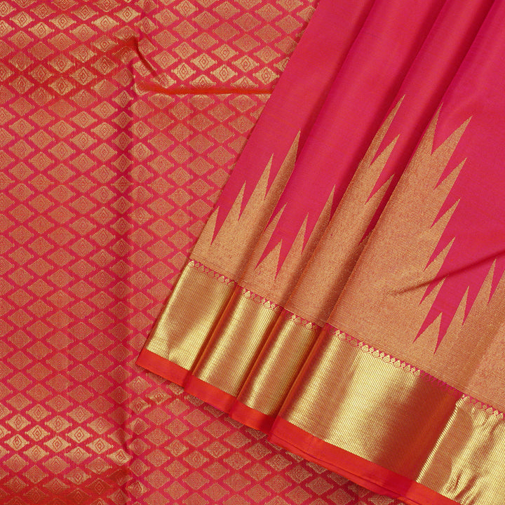 Hayagrivas Orangish Pink Handloom Kanjivaram Silk Saree KBD1943B6-3