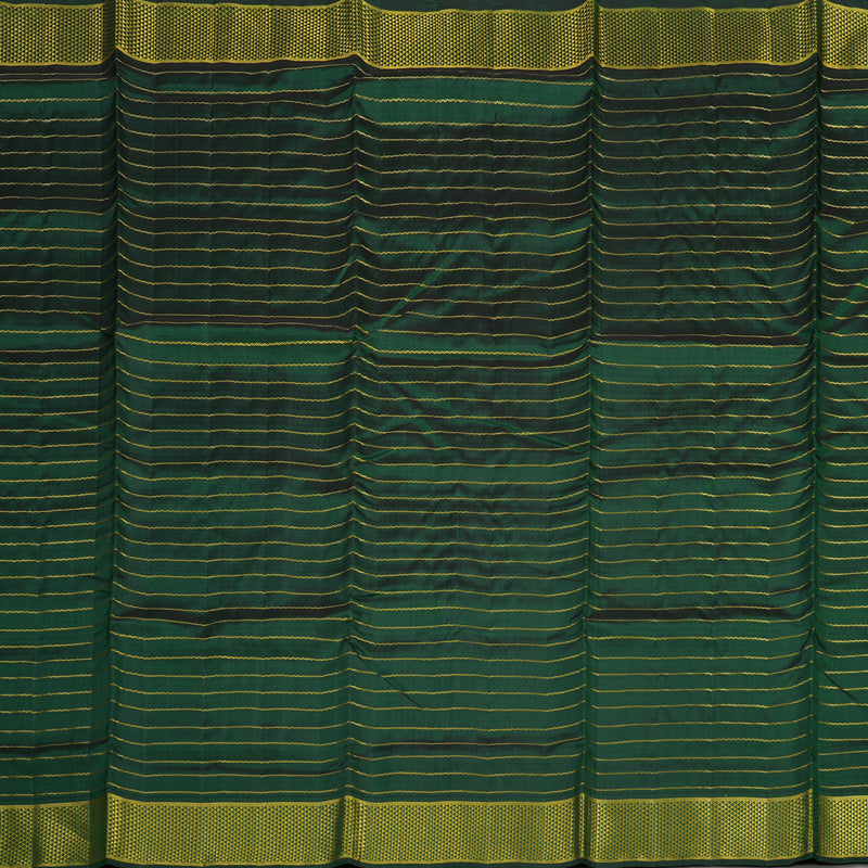 Hayagrivas Handloom Pure Kanjivaram Ten Yards Silk Saree in Lush Bottle Green KBD1944B5-1